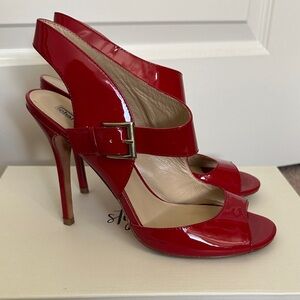 Charles David Elegant Red Patent Leather High Heel Sandals Size US9:5